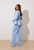 **PRE ORDER** ELIZABETH PEPLUM PEARL TROUSER SUIT - PALE BLUE