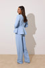 **PRE ORDER** ELIZABETH PEPLUM PEARL TROUSER SUIT - PALE BLUE
