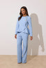 **PRE ORDER** ELIZABETH PEPLUM PEARL TROUSER SUIT - PALE BLUE
