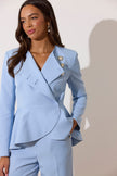 **PRE ORDER** ELIZABETH PEPLUM PEARL TROUSER SUIT - PALE BLUE