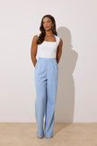 **PRE ORDER** ELIZABETH PEPLUM PEARL TROUSER SUIT - PALE BLUE