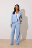 **PRE ORDER** ELIZABETH PEPLUM PEARL TROUSER SUIT - PALE BLUE