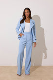 **PRE ORDER** ELIZABETH PEPLUM PEARL TROUSER SUIT - PALE BLUE