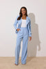 **PRE ORDER** ELIZABETH PEPLUM PEARL TROUSER SUIT - PALE BLUE