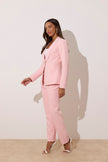 **PRE ORDER** TABITHA PEARL TUXEDO TROUSER SUIT - PALE PINK