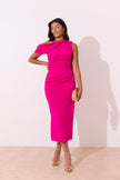 ELENI DRAPE MiDI DRESS - FUSCIA PINK
