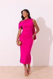 ELENI DRAPE MiDI DRESS - FUSCIA PINK