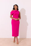 ELENI DRAPE MiDI DRESS - FUSCIA PINK