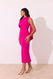 ELENI DRAPE MiDI DRESS - FUSCIA PINK