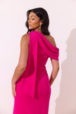 ELENI DRAPE MiDI DRESS - FUSCIA PINK
