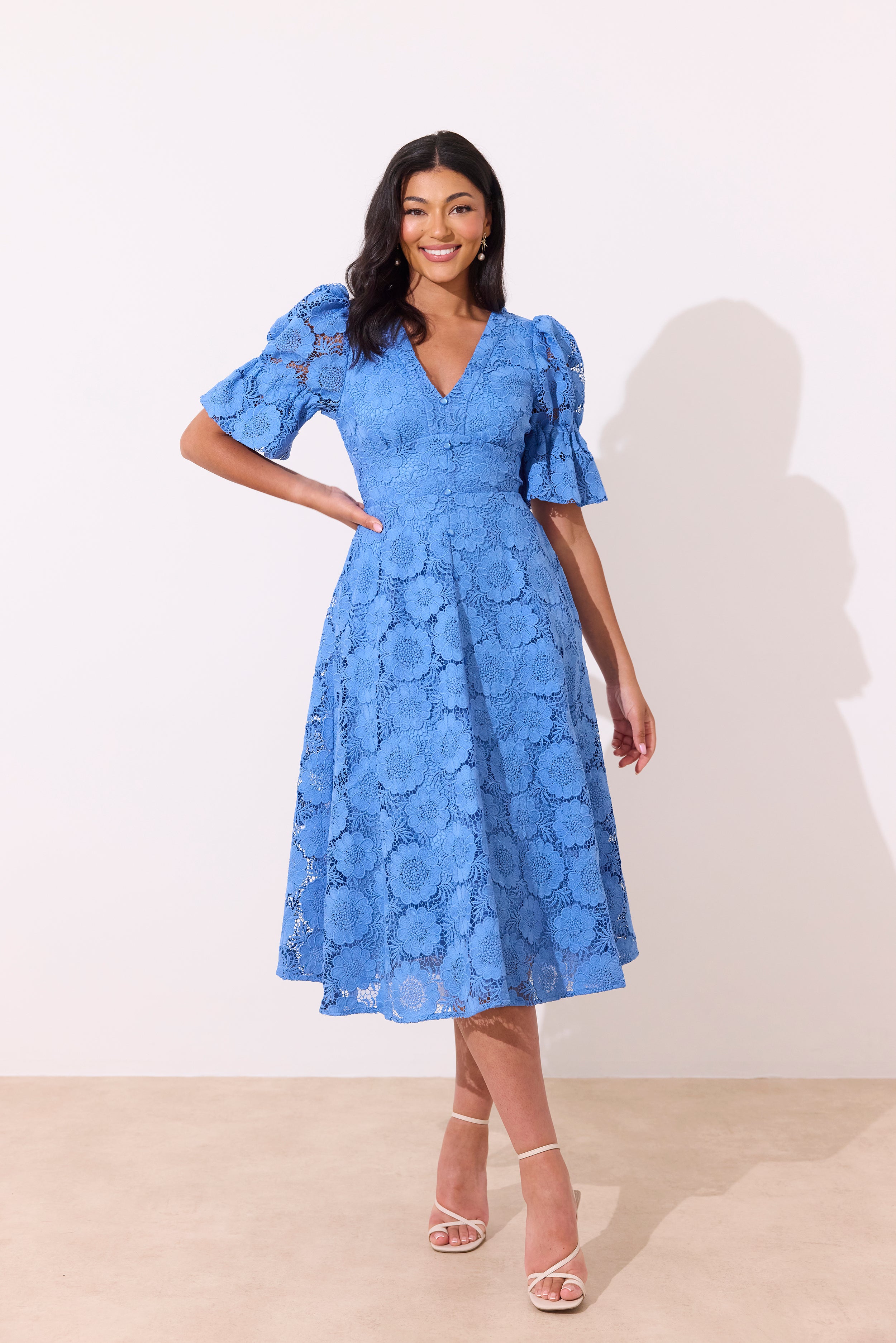 CALLIE CROCHET LACE MIDI DRESS