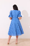 CALLIE CROCHET LACE MIDI DRESS - CORNFLOWER BLUE