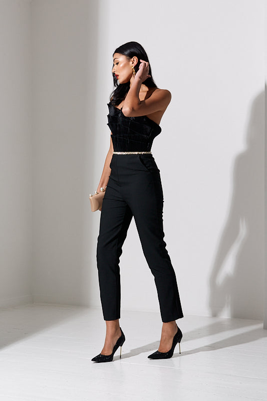 Lace high-waisted trousers