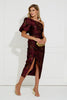 DIANA METALLIC RUCHE 1 SHOULDER DRESS - OXBLOOD