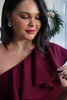 BEAU FRILL 1 SHOULDER DRESS - OXBLOOD