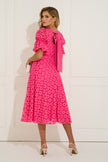 CALLIE CROCHET LACE MIDI DRESS WITH BOW BACK - FUSCIA PINK