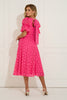 CALLIE CROCHET LACE MIDI DRESS WITH BOW BACK - FUSCIA PINK