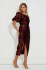 DIANA METALLIC RUCHE 1 SHOULDER DRESS - OXBLOOD