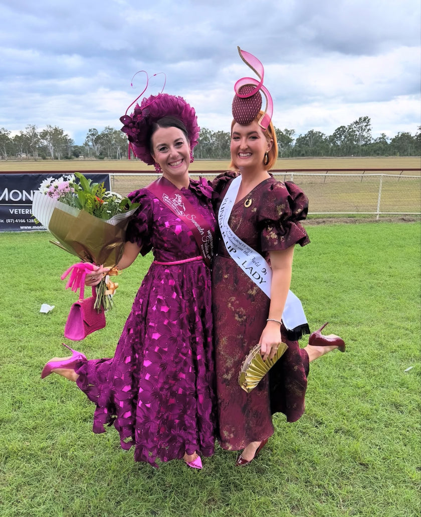 CALLIE METALLIC FULL SKIRT MIDI DRESS - OXBLOOD