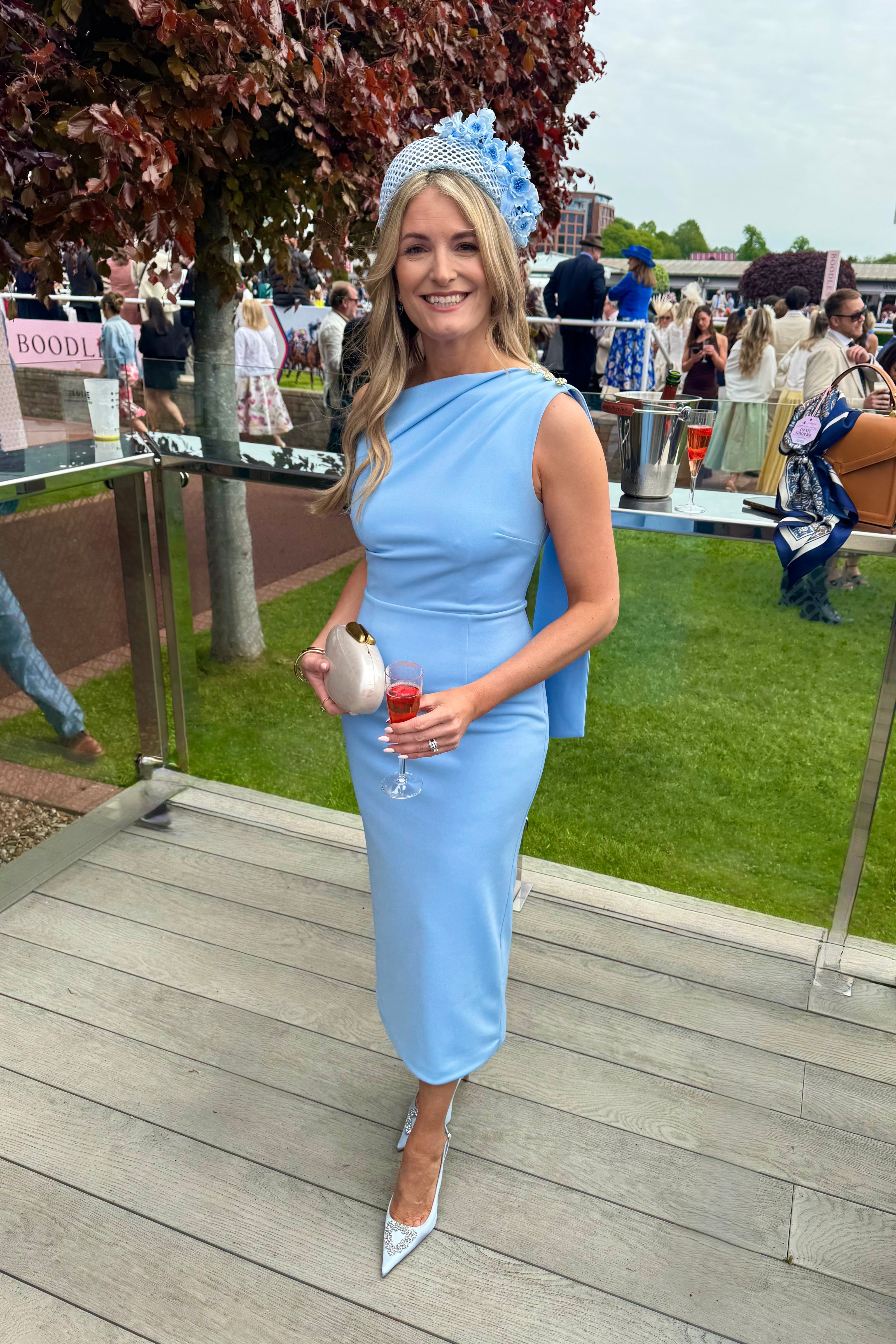 ELENI DRAPE MIDI DRESS - PALE BLUE
