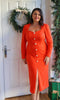 VIOLA KNITTED PEARL BUTTON MIDI - ORANGE