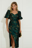 **PRE ORDER** CAMELLIA SWEETHEART METALLIC RUCHE MIDI - GREEN GOLD