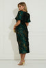 **PRE ORDER** CAMELLIA SWEETHEART METALLIC RUCHE MIDI - GREEN GOLD