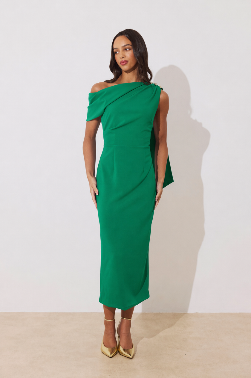 ELENI DRAPE MIDI DRESS