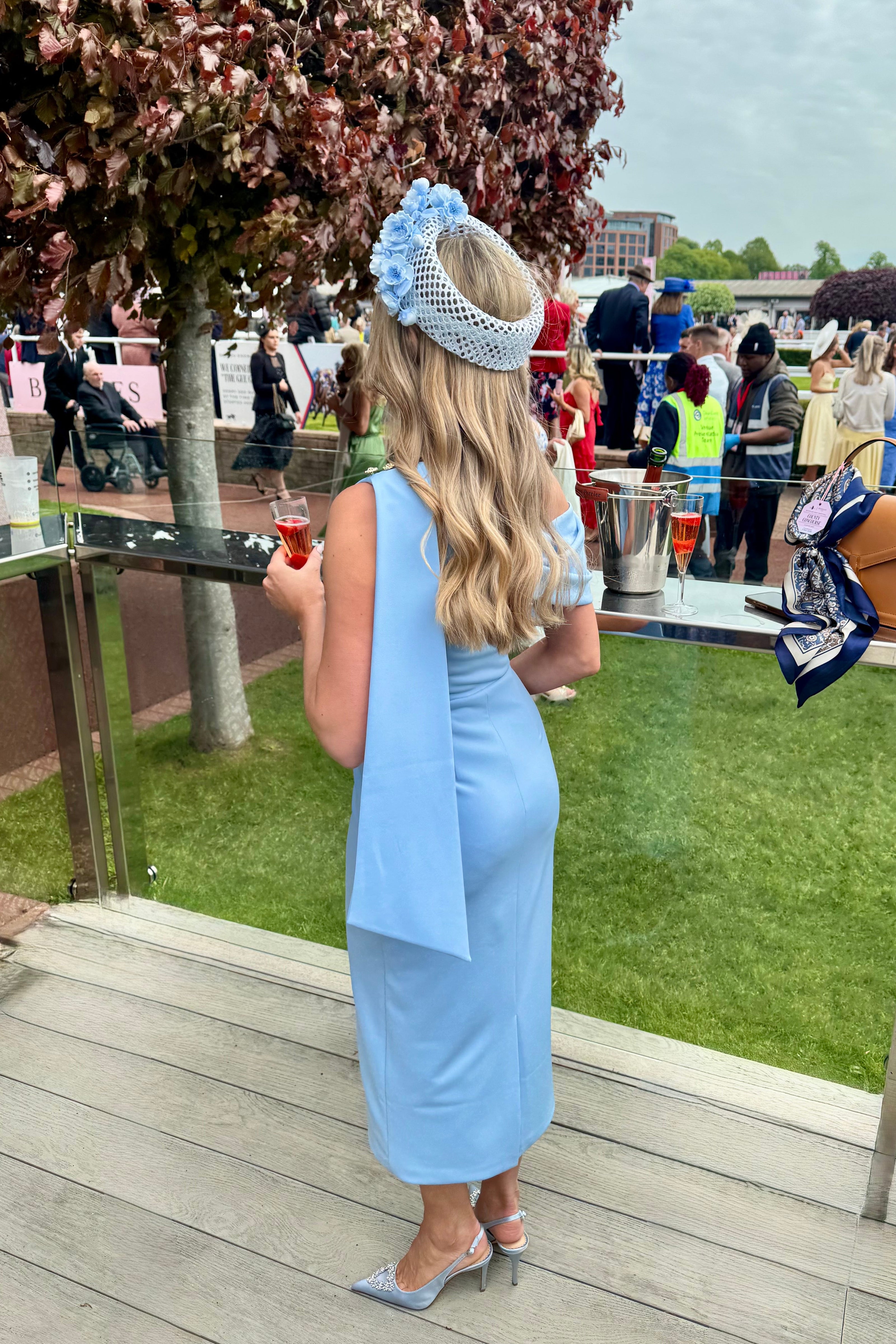 ELENI DRAPE MIDI DRESS - PALE BLUE