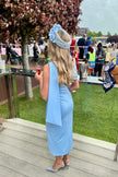 ELENI DRAPE MIDI DRESS - PALE BLUE