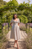 AUDREY PUFF SLEEVE FULL SKIRT DRESS - CHAMPAGNE IVORY POLKA DOT