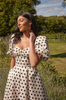 AUDREY PUFF SLEEVE FULL SKIRT DRESS - CHAMPAGNE IVORY POLKA DOT