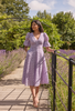 CALLIE LACE PUFF SLEEVE MIDI DRESS - LILAC
