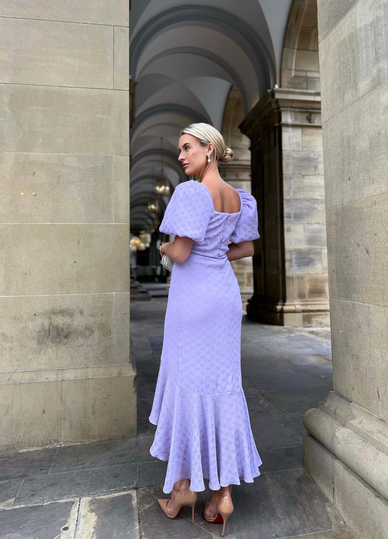 LUCIA PUFF SLEEVE FISHTAIL MIDI - LILAC