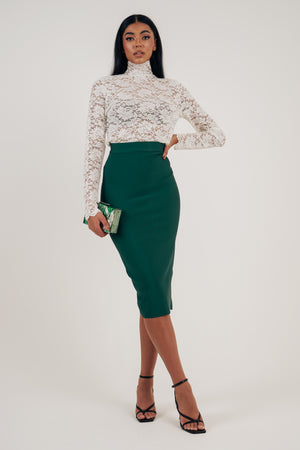 VERITY BANDAGE PENCIL SKIRT - JADE GREEN