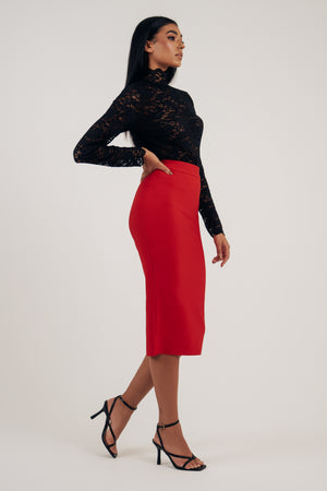 VERITY BANDAGE PENCIL SKIRT - RED
