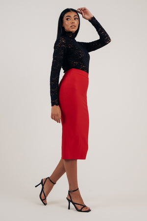 IRIS LACE HIGH NECK TOP - BLACK