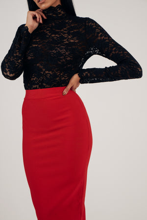 VERITY BANDAGE PENCIL SKIRT - RED