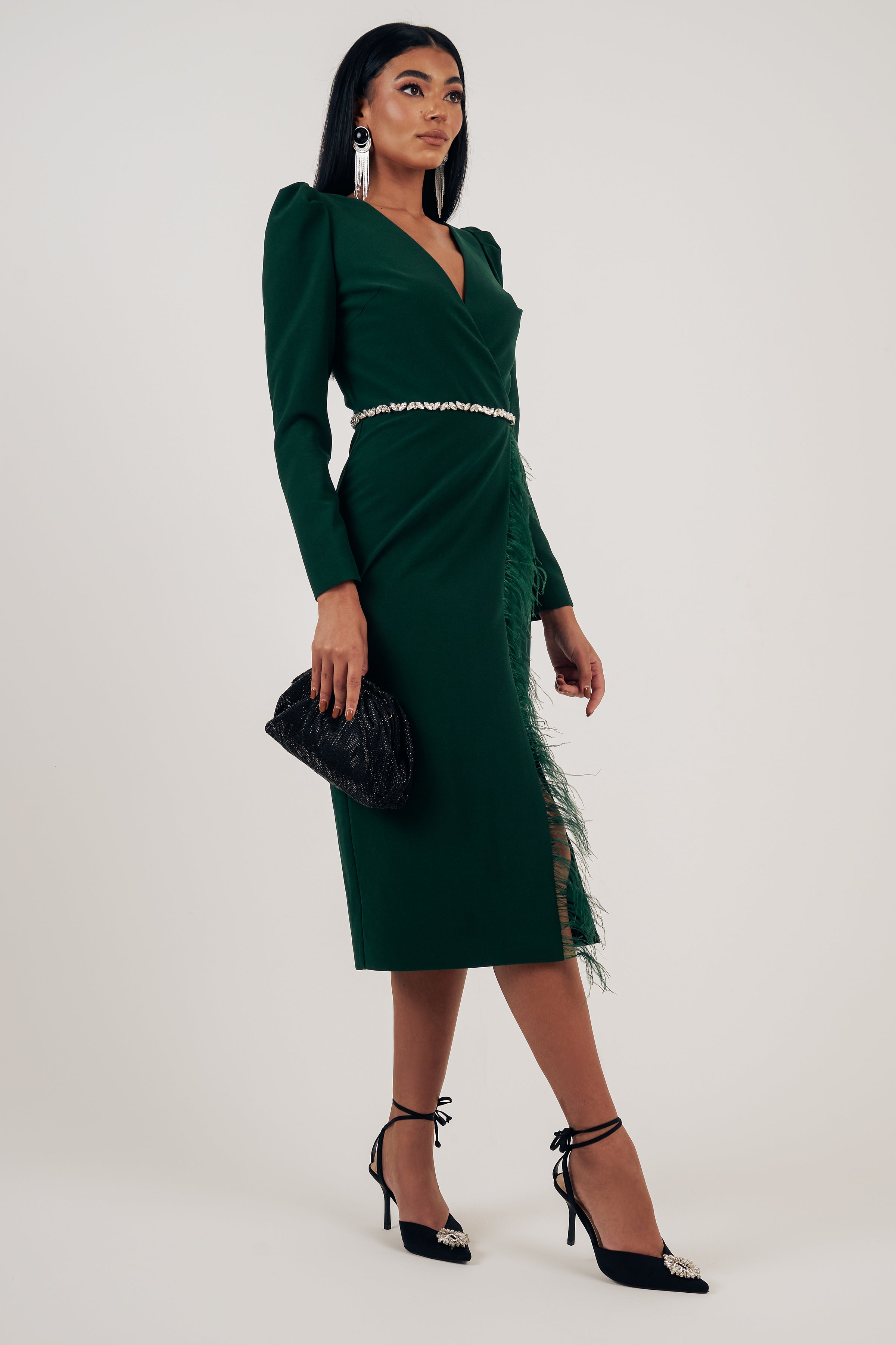 forest green wrap dress