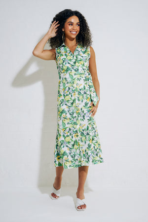RAVELLO LEMON PRINT MIDI DRESS