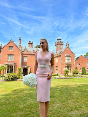 SOLAR COWL BACK DRESS - PALE PINK