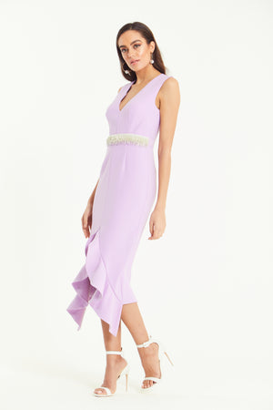 TOPAZ FRILL HEM DRESS - LILAC