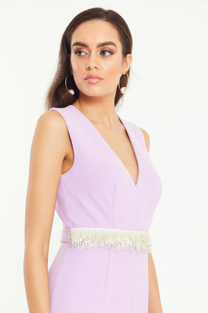 TOPAZ FRILL HEM DRESS - LILAC