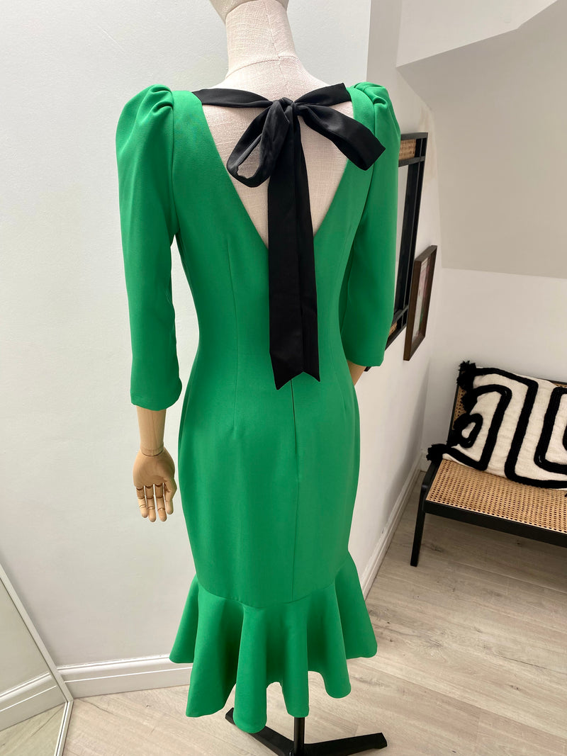 LAILA BOW BACK FISHTAIL MIDI - EMERALD GREEN