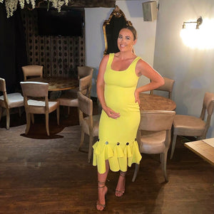 GINA DISC HEM MIDI DRESS - YELLOW