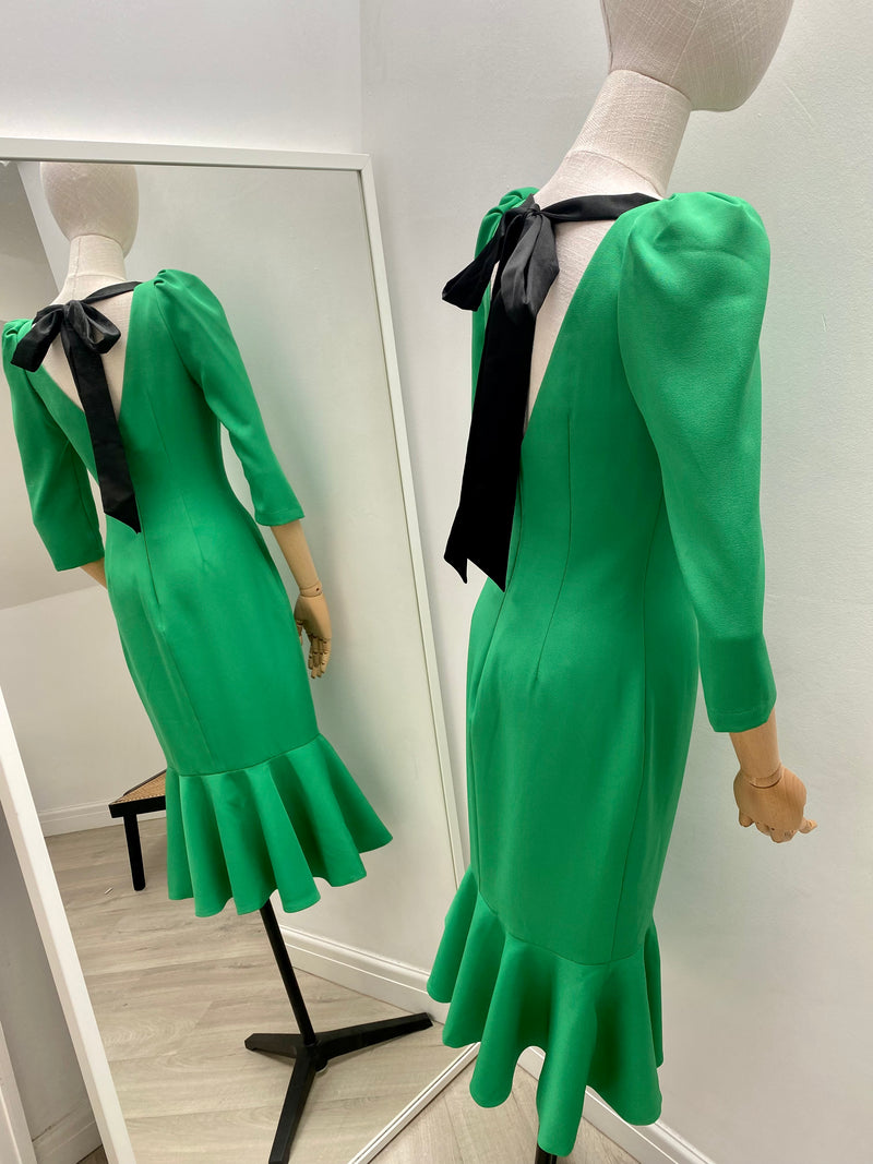 LAILA BOW BACK FISHTAIL MIDI - EMERALD GREEN